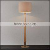 UL CUL Listed Wooden House Floor Lamp With Linen Shade And Foot Switch F30100