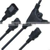 IEC C14 Male Plug to IEC C13 2 Female Splitter Power Cord