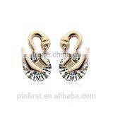 Wholesale Jewelry The Explosion of Earrings Earrings With a Pair of Swans Zircon Fashion Korean Women's Earrings thumbnail-1