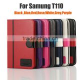 Wholesale Colored Leather Case For Samsung Galaxy Tab 3 Lite 7.0 inch T110 T111 Flip Cover TPU Protective Book Case