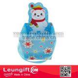 Snowman Cardboard Pail Christmas Packaging Paper Pail With Ribbon Handle Cardboard Pail