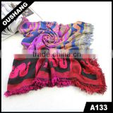 A133 Asian Folk Art Square Scarves Abstract Home Decor