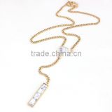 New Fancy Design Bubble Tassel Chain Neckalces Jewelry Turquoise Kallaite Rectangular Stick Pendant Chain Stereo Necklaces