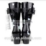 Butterfly Wedge Heel Womens Rubber Rain Boots With Strap thumbnail-3