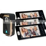 7 inch TFT screen Wireless Handfree Color Video door Phone with three Monitor and one Camera