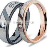 Vintage Engrave High Polished 316L Stainless Steel Wedding Band Ring for Lovers thumbnail-6