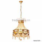 Elegant Floral Design Bronze Pendant Lamp With Crystal Drop, Antique Brass Chandelier Crystal Lamp thumbnail-1
