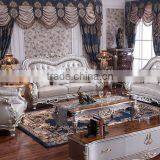 Graceful European Noble Living Room Furniture Genuine Leather Sofa Set thumbnail-1