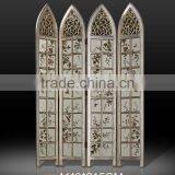 Retro Art Painting Bookcase Design Wooden Floor Screen, Creative Furniture Decorative Four Panel Folding Screen thumbnail-4