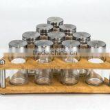 Clear Glass Bottle And Stainless Steel Stand Sets Salt Pepper Oil Vinegar Set thumbnail-1