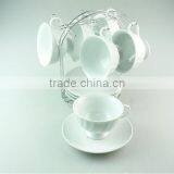 Hot Selling Stock Set of Coffee Cup and Saucer With Metal Rack thumbnail-2