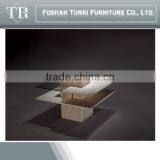 Italy Tempered Glass Top Marble Travertine Coffee Table thumbnail-5