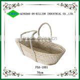 Portable straw weaving baby basket for baby sleeping