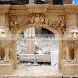 High Quality Home Decoration Marble Fireplace With Lion Head thumbnail-2