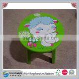 Hot Sell Handmade Colorful Painted Green Wooden Child's Stool thumbnail-1