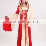 Walson Clothes Apparel Medieval Dress Game Thrones Red Hooded Gown Costume Renaissance Fancy Dress thumbnail-2
