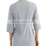 Solid Blue Color OEM Zipper Closure 3/4 Sleeve Women Spa Coat thumbnail-6