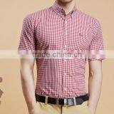 Short Sleeve Shirt Cotton Summer Youth Contracted Texture Plaid Shirt English Cultivate One's Morality With Big Yards thumbnail-2