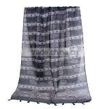 Voile Scarves & Wraps Rectangle Navy Blue Tassel Scarf Factory China thumbnail-1