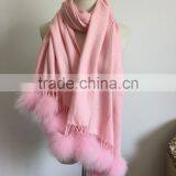 Baby Pink Cardigan Wholesale Pom Pom Tassel Fur Poncho Fur Cape 180cm*70cm thumbnail-2