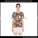 New Latest Women Butterfly Sublimation Printing T-Shirts,O neck Short sleeve printed t-shirts for women