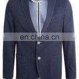 Cotton Simple Style Dark Blue Casual Suit Men Blazer thumbnail-6