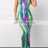 Sexy Women Bodycon Tie-dyed Party Cocktail Maxi Long Dress