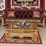 Red Couch Velvet Sofas Living Room Furniture Upholstered Classic Comfortable American Style Home Fabric Sofa Design Set thumbnail-3