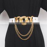 TWOTWINSTYLE Waist Sweat Belt For Women PU Patchwork Metal Chain Hollow Out Adjustable Streetwear thumbnail-6