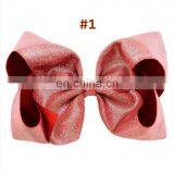 8inches Girl Solid Color Hair Clips Kids LASER PU Barrettes Big Bow 6Colors thumbnail-4