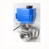 12v 24v 220v CTF-001 10nm Ss304 3way Stainless Steel Ball Valve for Water