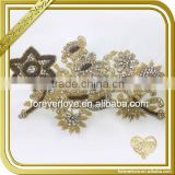 Handmade large flower bridal beaded crystal applique for wedding dress FHA-071                        
                                                                                Supplier's Choice