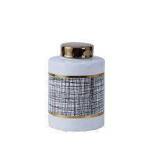 European Entery Luxury Style Graffiti Painting Straight Cylinder Ceramic Flower Vases With Lid For TV Stand thumbnail-1