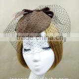 Custom Design Felt Fascinator Hat With Veil Wool Hat For Women thumbnail-4