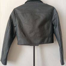 Spring/Autumn Women's Washed Eco Leather Motorcycle Biker Jacket thumbnail-3