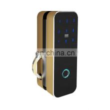 New electric Automatic Sliding Frameless Smart Digital Wifi Remote Glass Door Lock With Handle