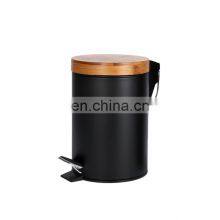 Entry-level Basic 3L 5L 12L 20L 30L Stainless Steel Round Pedal Bin Bamboo Lid Soft Close Inner Bucket Home Bathroom Kitchen thumbnail-2