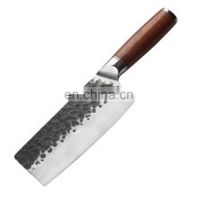 6.5 Inch Forged  hammered stainless steel  Chef Knives Kitchen Cleaver Chopper Knife with  Double steel head Rose Wood Handle