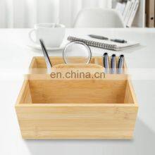 Bamboo Pencil Holder Desk Organizer Multi-Functional Diy Pen Holder Box Desktop For Office Bathroom thumbnail-2