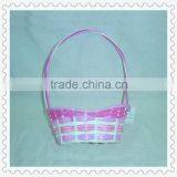 hand-woven round cheap eco-friendly decorative soft plastic beach baskets with handle