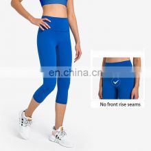 Ready To Ship Crotchless Yoga Pants High Waist Capri Leggings With Hidden Pocket Women Workout Fitness Gym Wear Yoga Outfit