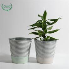 Ribbed Galvanised Zinc Garden Centre Container Planters Metal Bucket Tin Flower Pot thumbnail-3