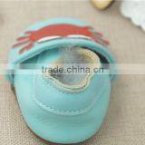 2016 Fashion Style Leather Shoes Crab Full Cowhide Infant Baby Shoes Blue Newborn Soft Bottom Prewalkers thumbnail-4