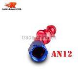 Aluminum oil cooler push on fitting 45 degree push on hose end blue and red 10-045-12