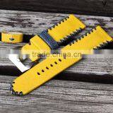 High Level Bright Yellow Stingray Leather Watchband Deployment Watch Strap