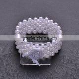 (M0865) 100pcs/lot Elastic Pearl Wedding Rhinestone Napkin Rings With Spacer,50mm Inner Size, Outer Size:55mm,pure White Pearl thumbnail-2