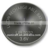 3.6v LIR2032 Rechargeable Coin Cell Battery Lir2032 Cr2032 Lir2025