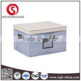 2015 Pink Blue Grid Storage Box/magazine Book Organizer thumbnail-3