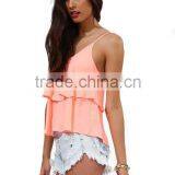 Womens Falbala Hem Swing Chiffon Camisole Slim Vest Top thumbnail-4