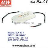 Meanwell ELN-60-9 45w 9v 5a Led Driver 9vdc Waterproof Led Power Supply 45w